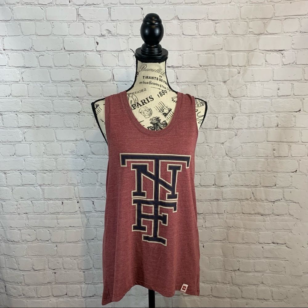 The North Face Logo muscle tank top size small relaxed fit heathered maroon